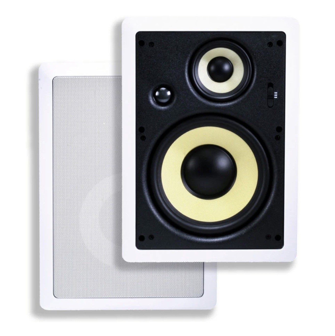 Monoprice Caliber 3-Way Fiber In-Wall Speakers 8 Inch - (Pair) Titanium Tweeters