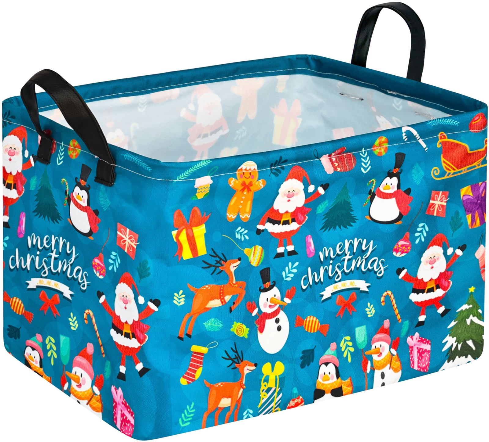 MAIZMZ Christmas Basket for Kids Gingerbread Santa Claus Snowman Storage Bask...