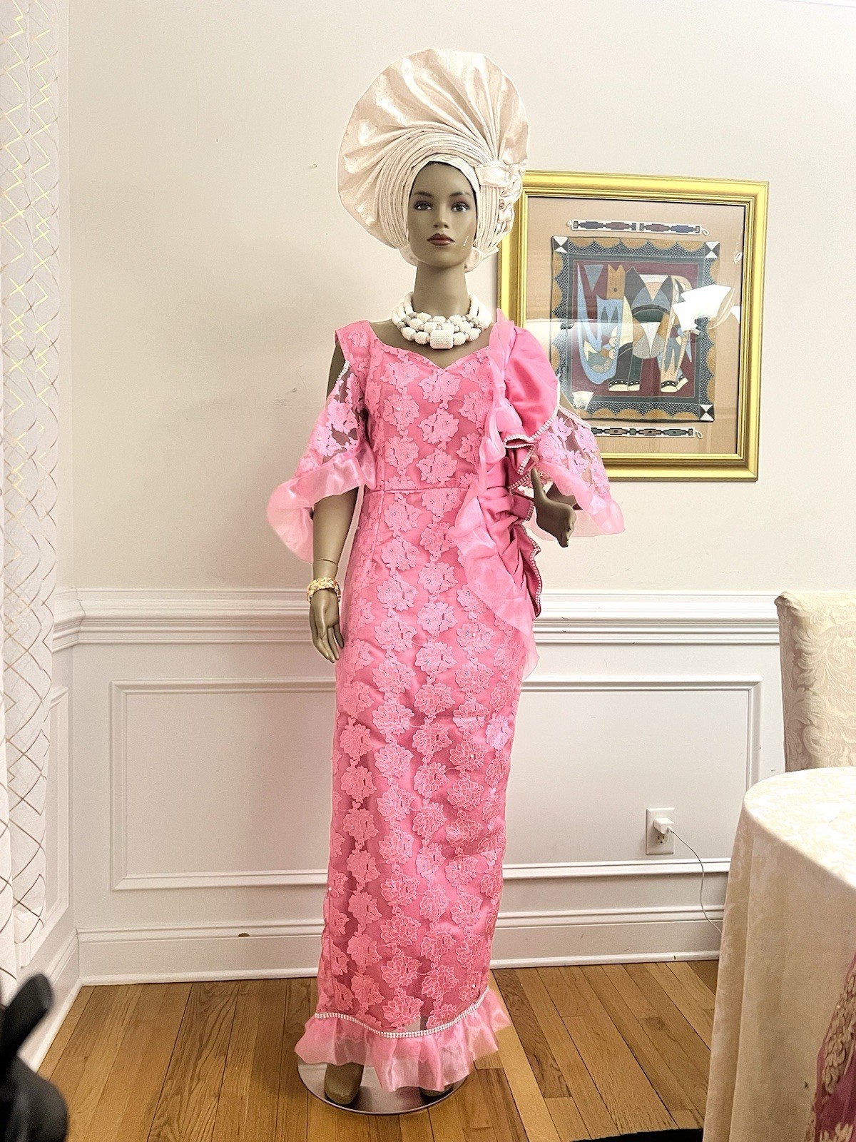 Pink Lace African Dress, African Party Dress, Nigerian Dress, African Outfit