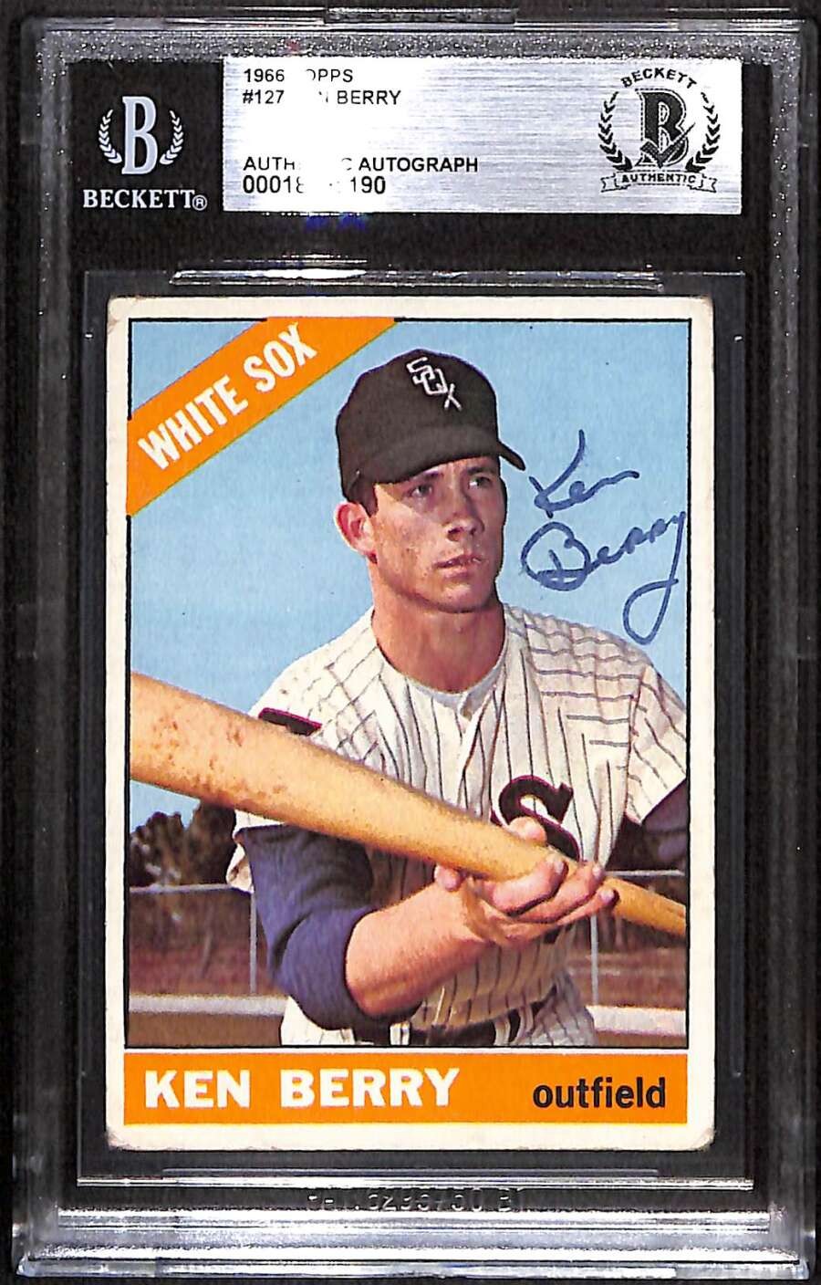 1966 Topps 127 Ken Berry  BGS Auto Autographed BAS Authentic C99604