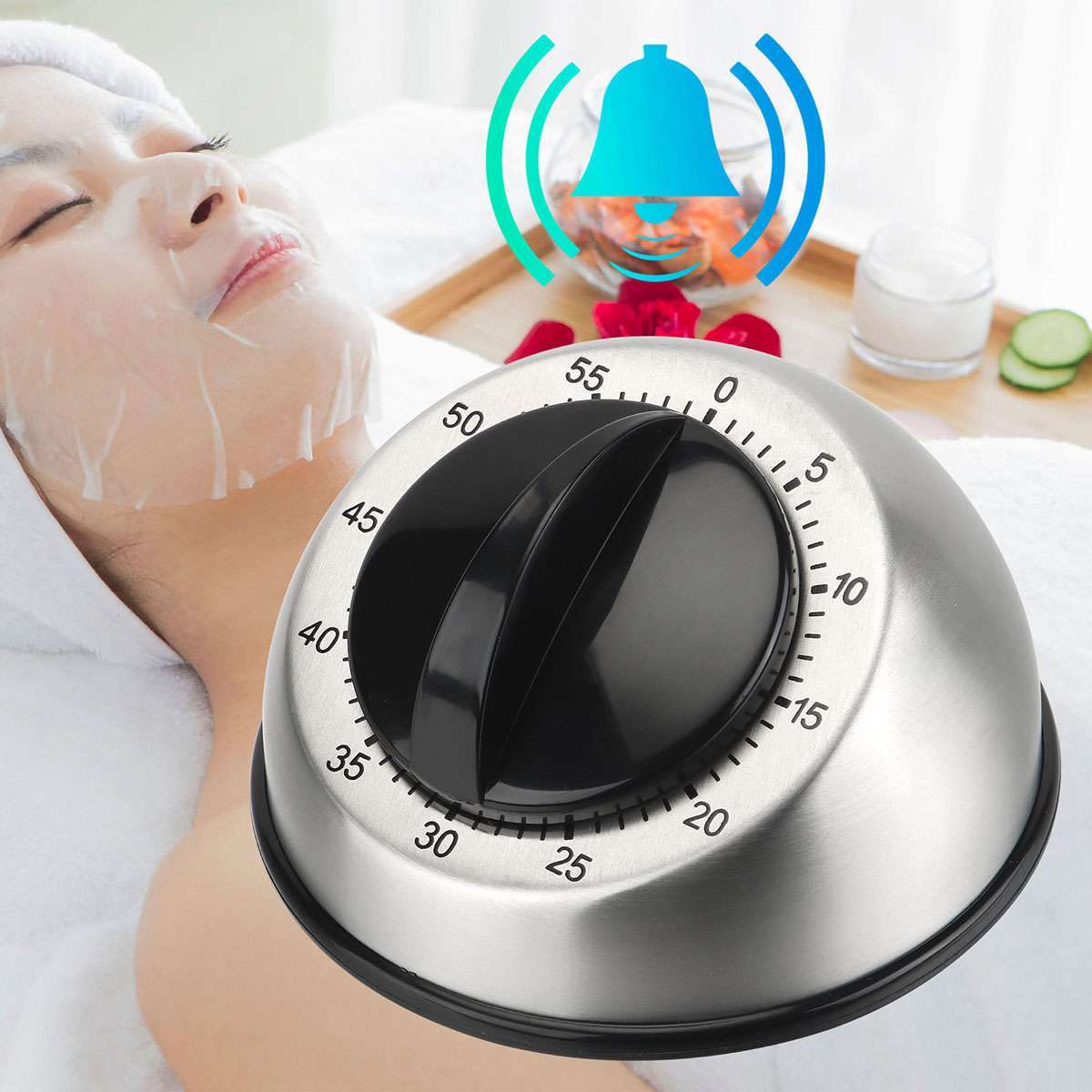Mechanical Kitchen Timer 60min Countdown Cooking Wind Up Visual Alarm Reminder