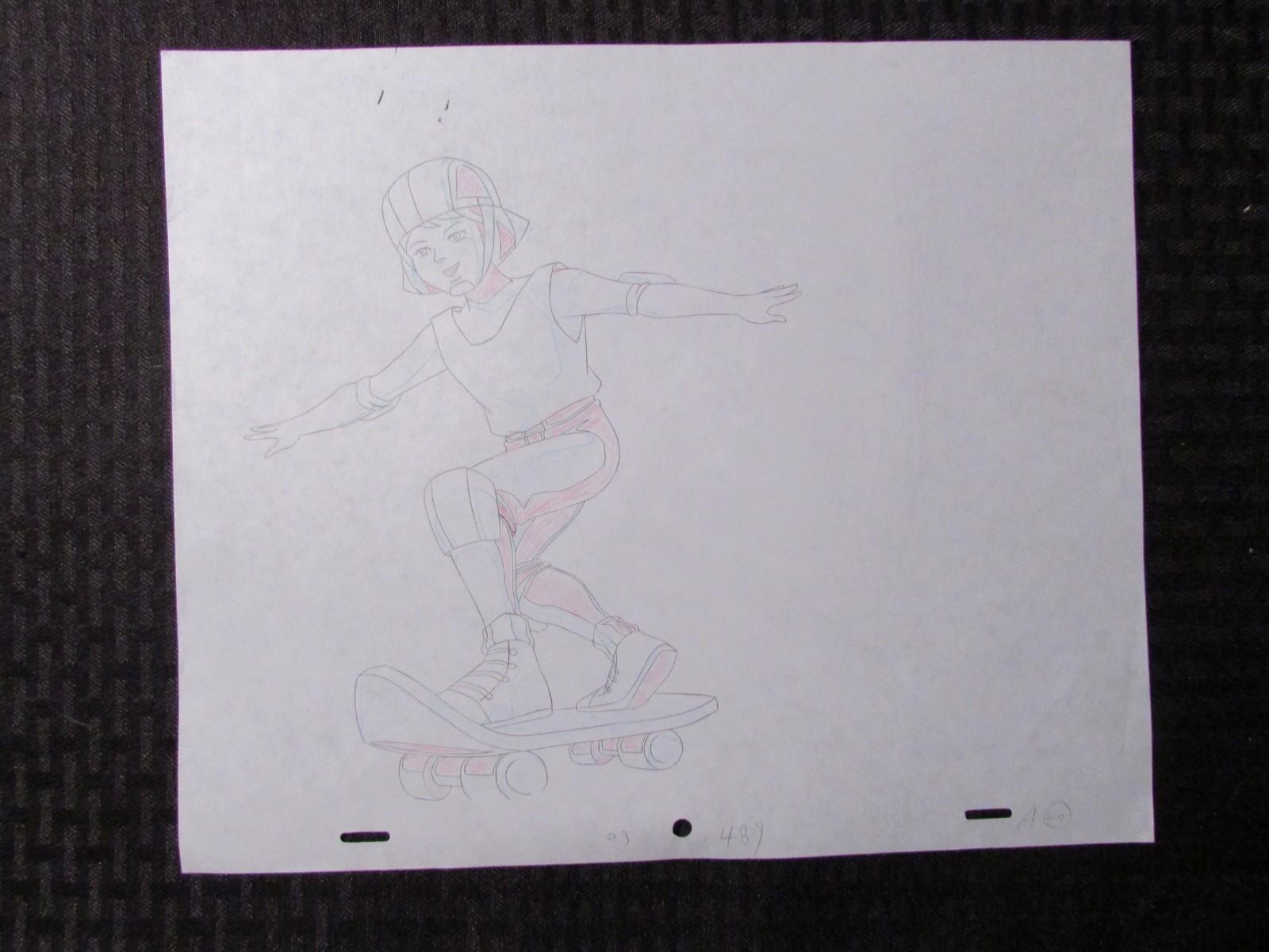 GI JOE Cartoon 12.5x10.5" Animation Prod Drawing FN+ 6.5 Skateboard Girl A-20