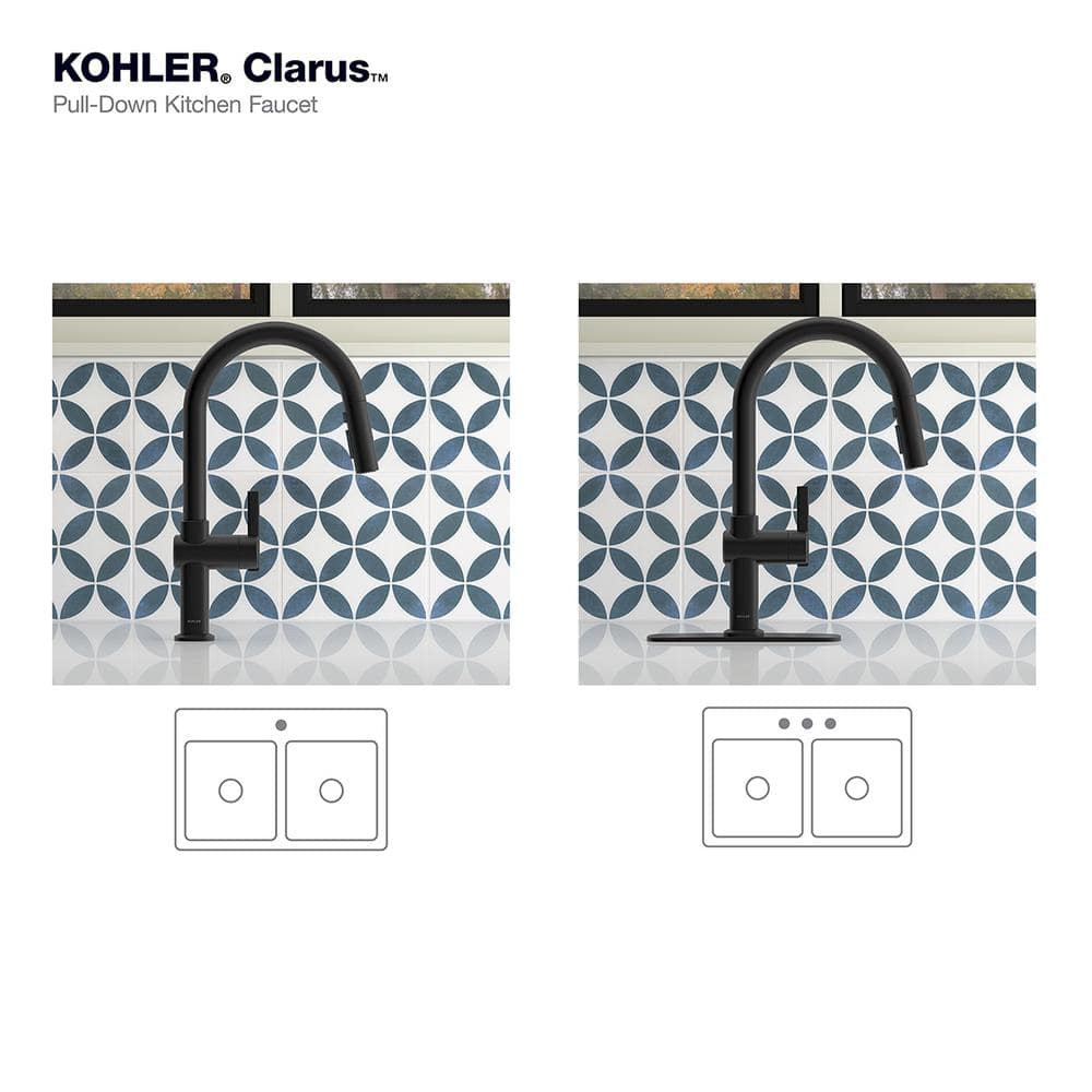 KOHLER Clarus Single Handle Pull Down Sprayer Kitchen Faucet in Matte Black