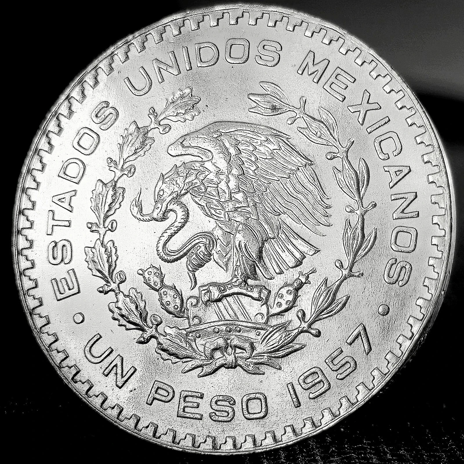 MIRROR FINISH Un Peso Coin - Last Mexican Silver Coin - 1957 thru 1967