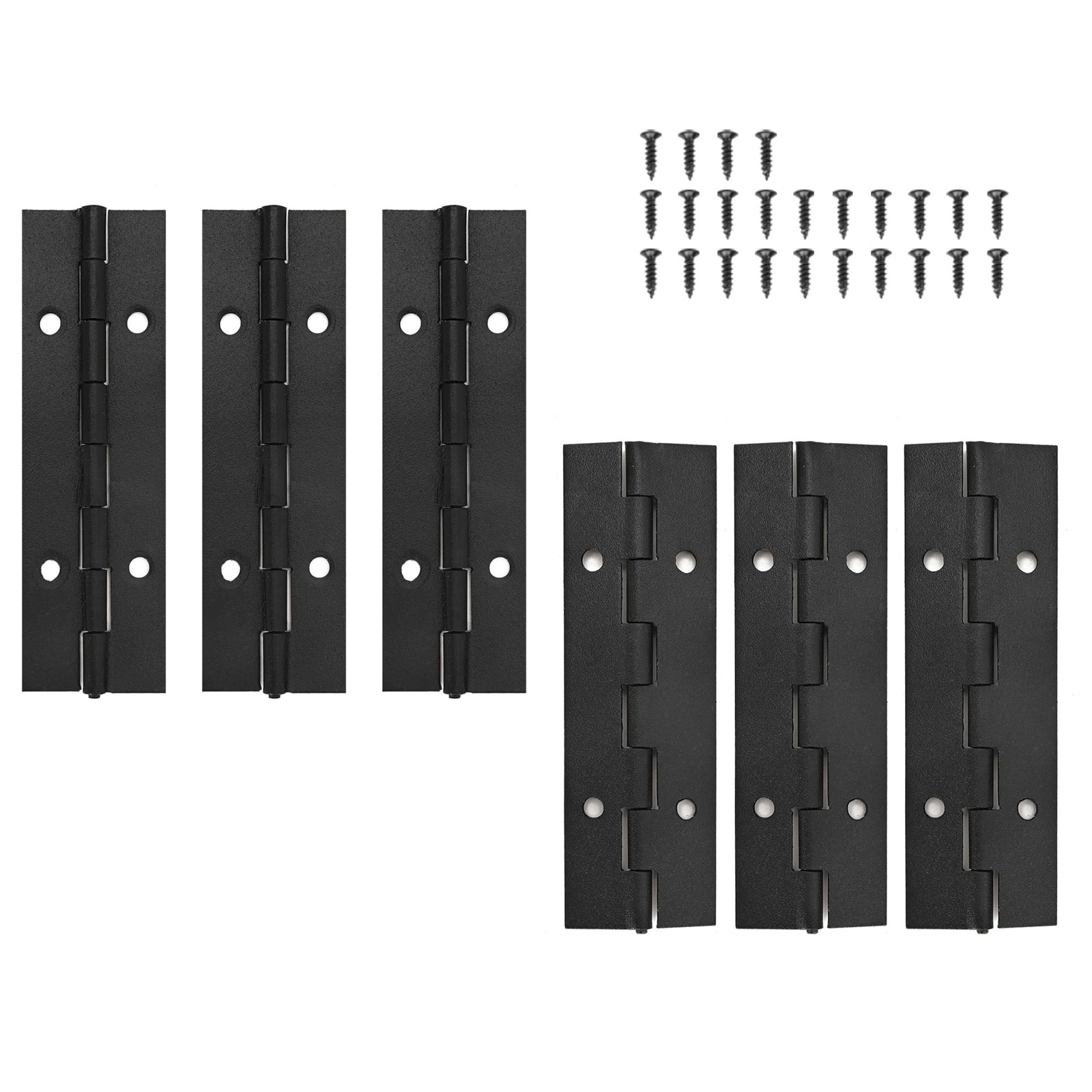 6 Pack 4 Inch Heavy Duty Black Stainless Steel Piano Hinge Continuous Set