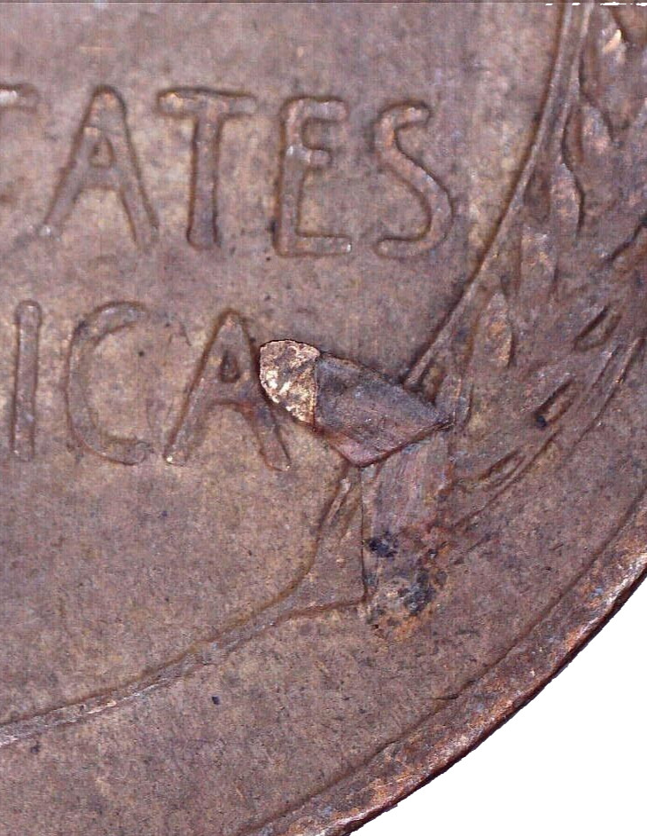 1946-S Wheat Penny Retained Lamination Error on Reverse
