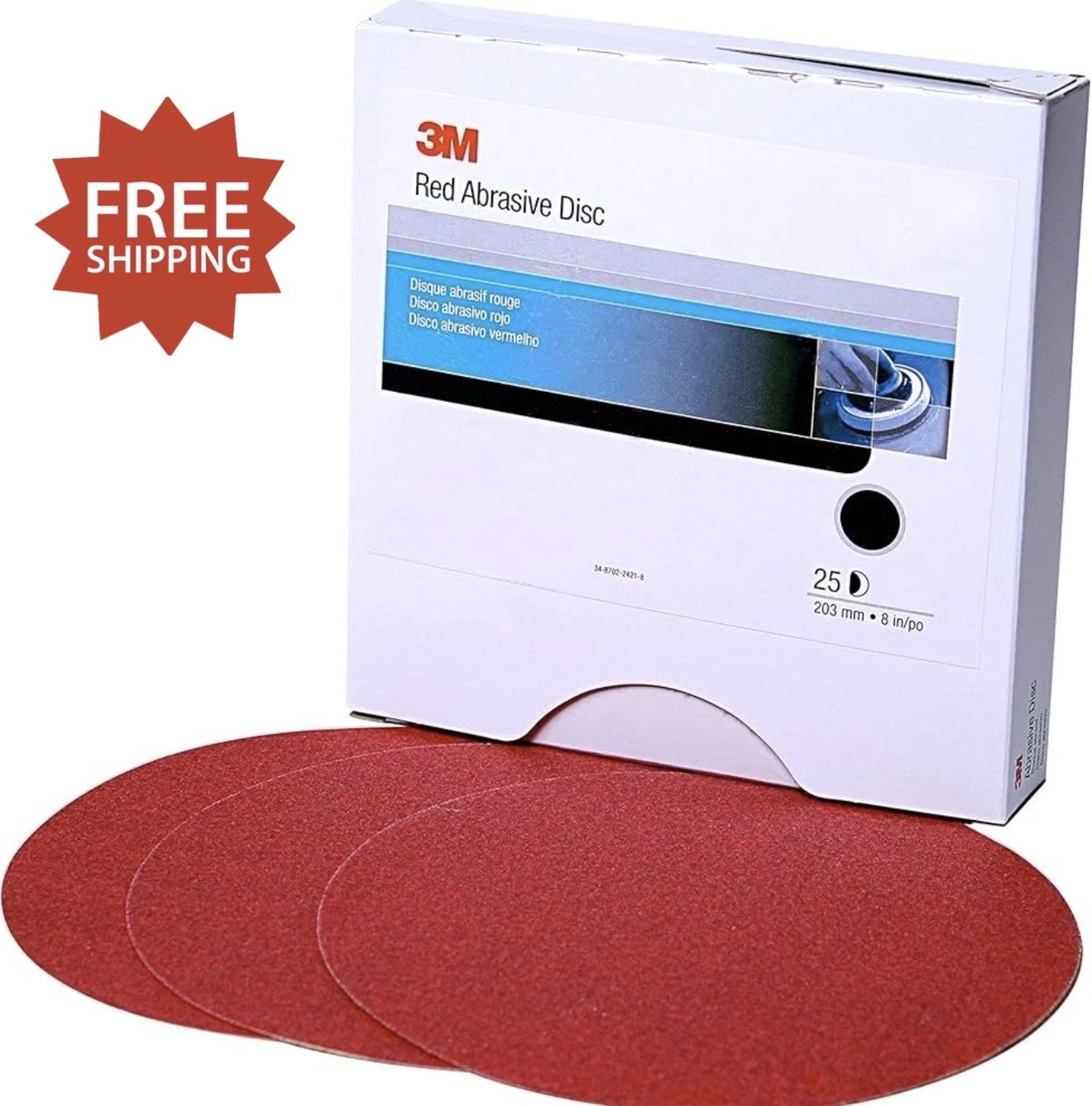 3M 01218 Hookit Red Abrasive 316U 6" Hook & Loop Sanding Discs Grit P400 - 50ct