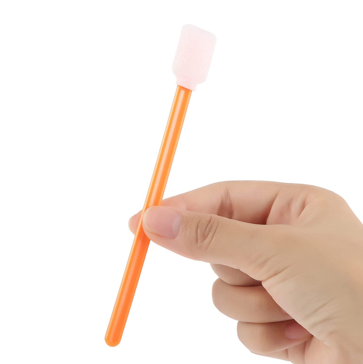 Foam Sticks Cleaning Swabs (50 Pcs 5.25" Large Rectangular Foam Tips, Orange) Cl