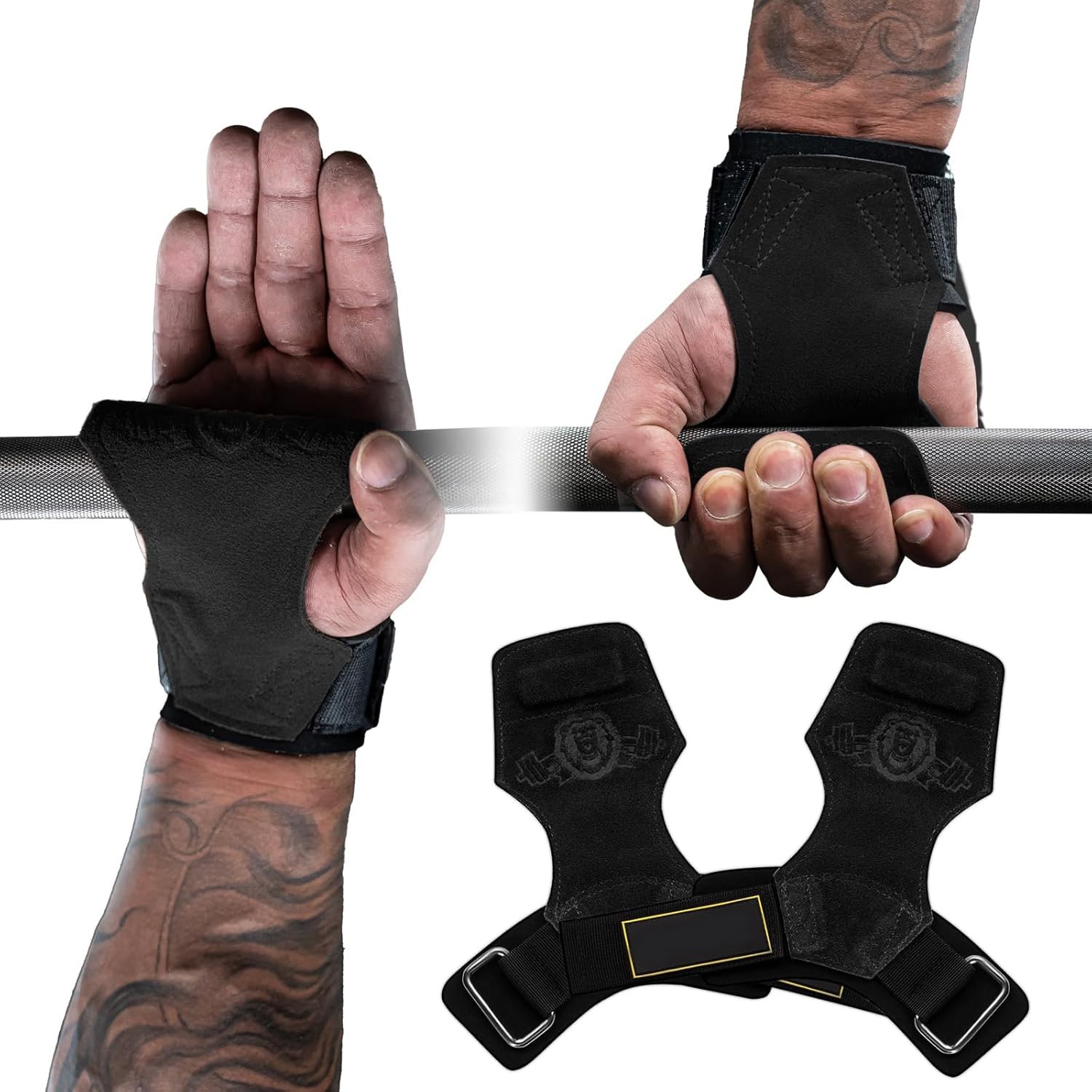 Double Leather Gym Straps with Cushioned Wrist Loop for Weightlifting Deadlifts