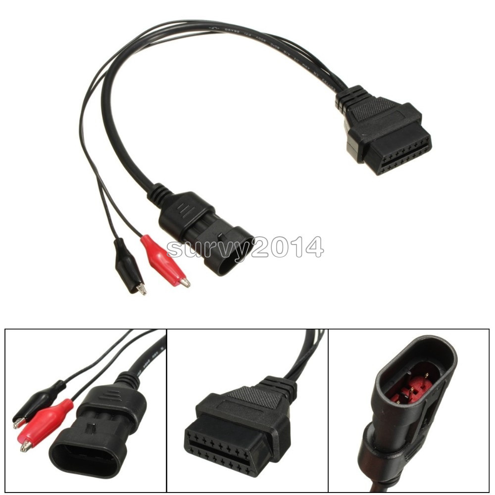 3 Pin to 16 Pin OBD2 Adapter Connector Diagnostic Cable for Fiat Alfa Lancia US