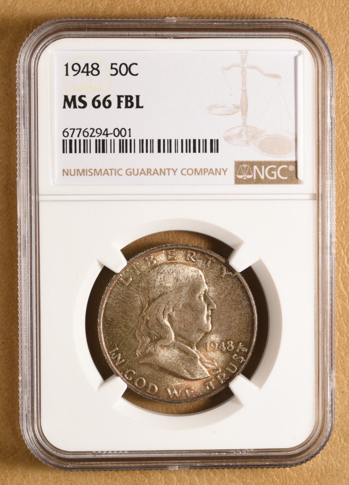 1948 P Franklin Silver Half Dollar NGC MS66FBL