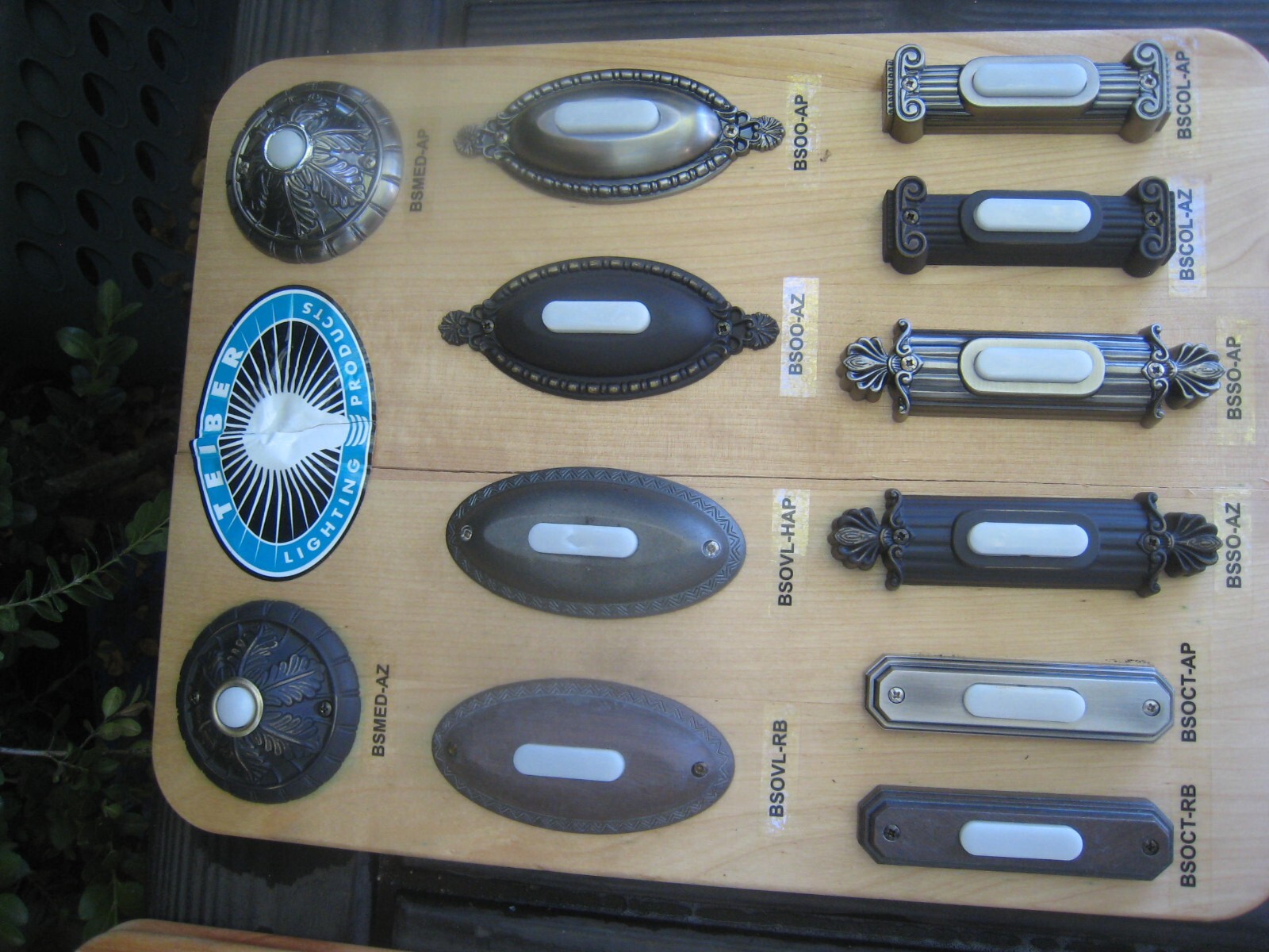 Teiber Wired Lighted Antique Pewter Die-Cast Pushbutton Doorbell Button BSOCT-AP