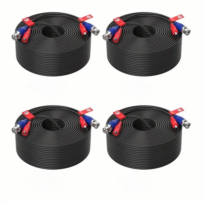 4pcs 30m 100FT Video Power Cable BNC DC Security Camera RCA DVR Cord for CCTV