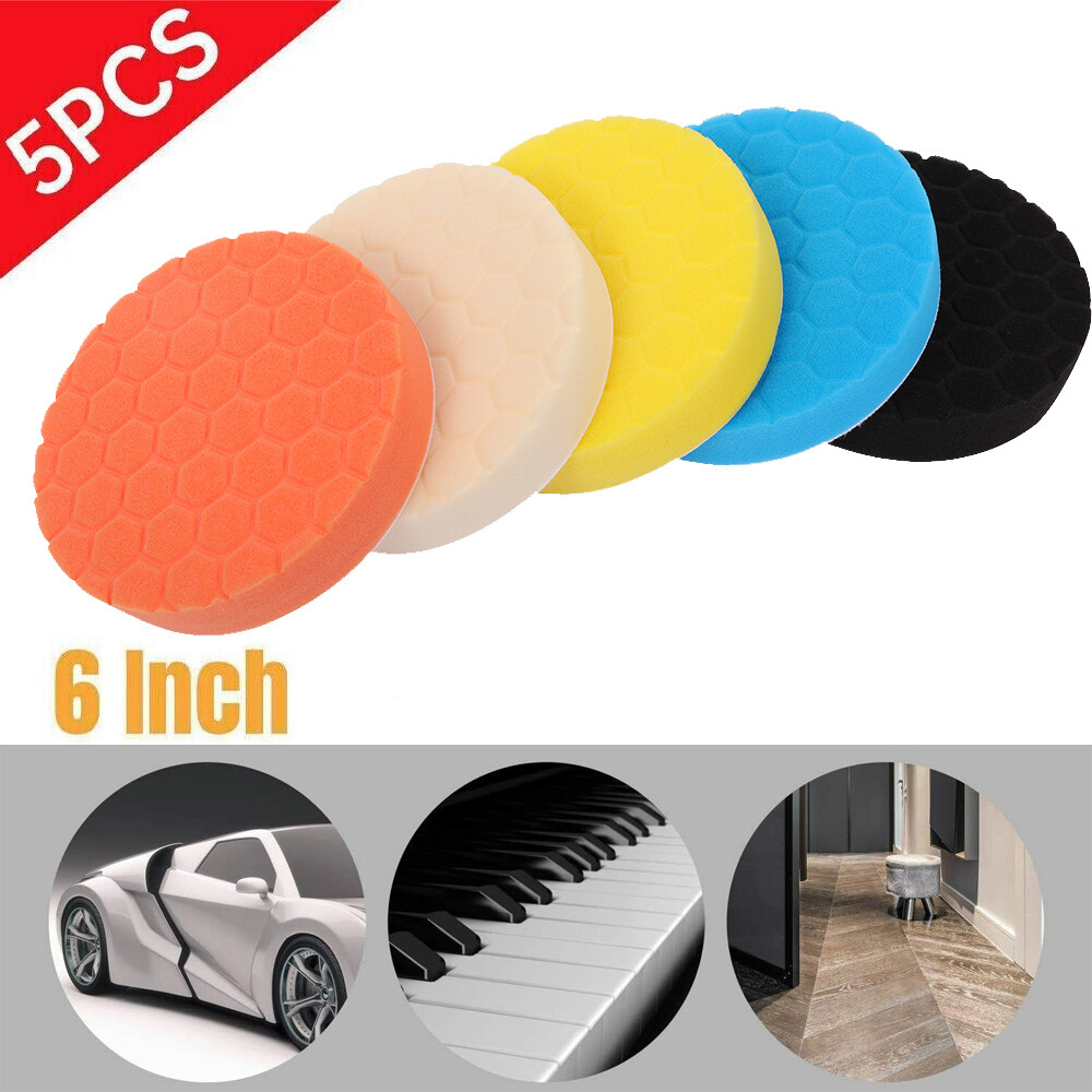 5pcs 6 Inch Car Buffing Pads Polishing for Drill Sponge Kit Waxing Foam Polisher