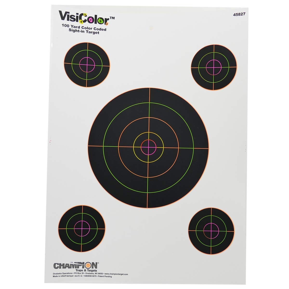 Champion Traps and Targets VisiColor Sight-In Target with 4 Standard, Black