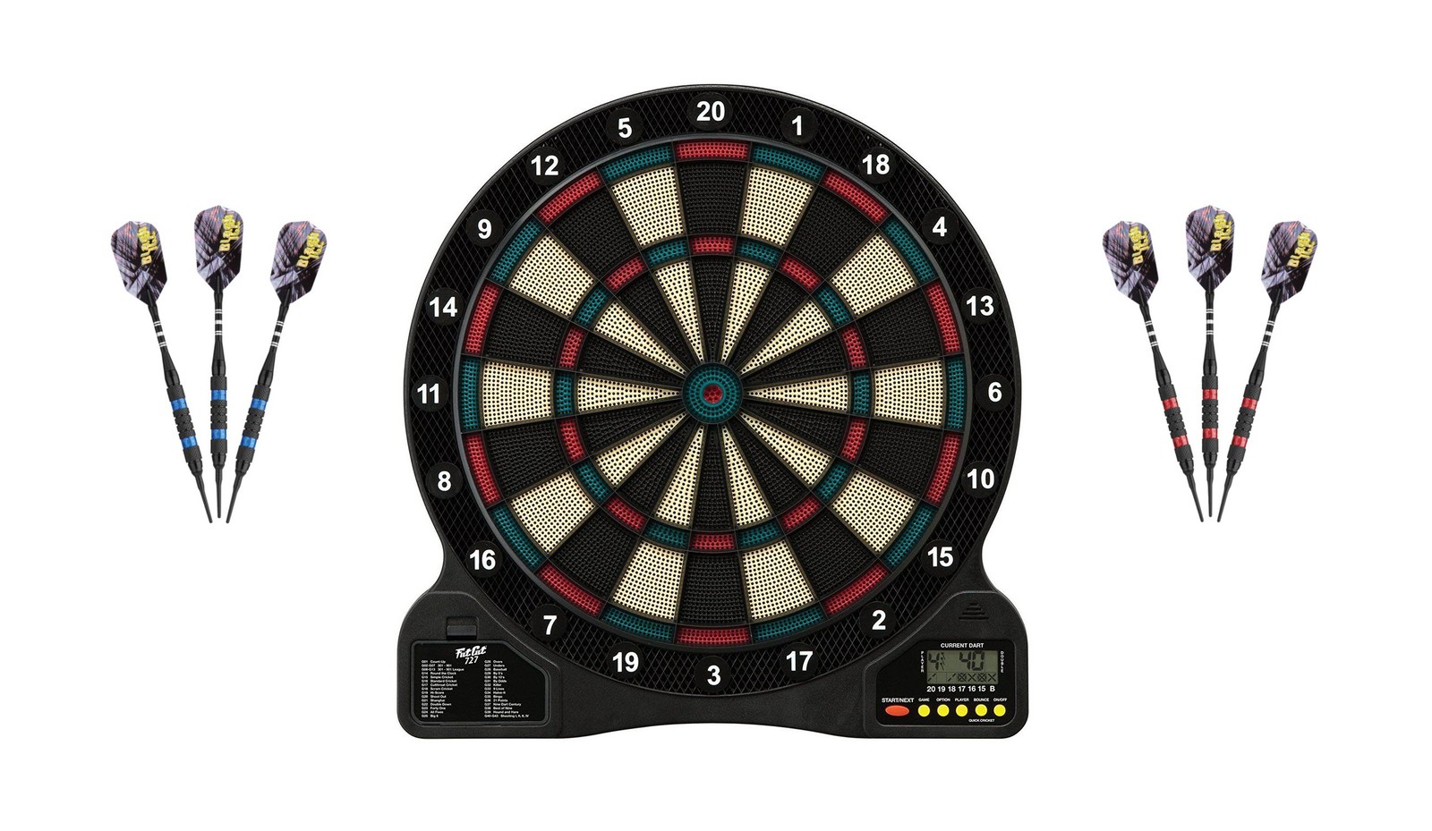 Electronic Soft Tip Dartboard + Viper Black Ice Red Darts + Black 18 Grams