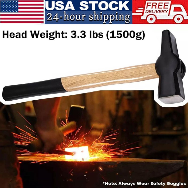 Blacksmiths Beginner Hammer 0000811-1.5KG Knife Making Metalworking Forge Tool
