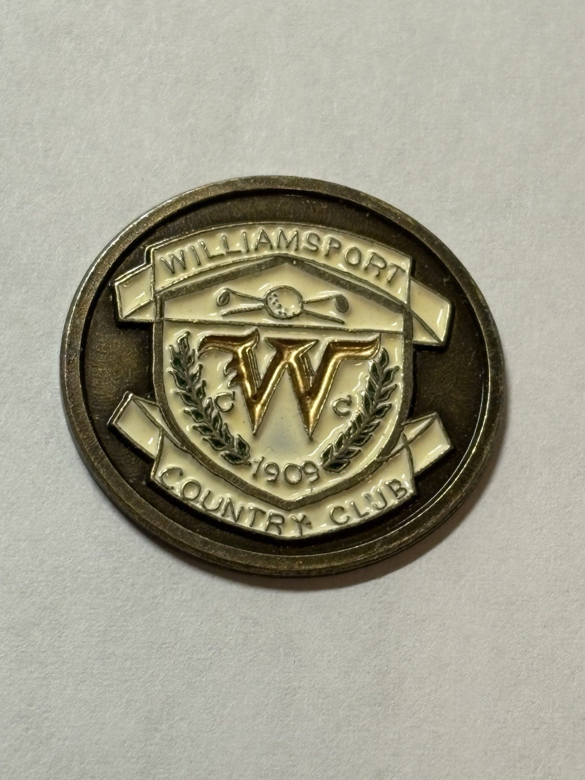 Williamsport Country Club 1" Coin Style Golf Marker - Williamsport, Pennsylvania