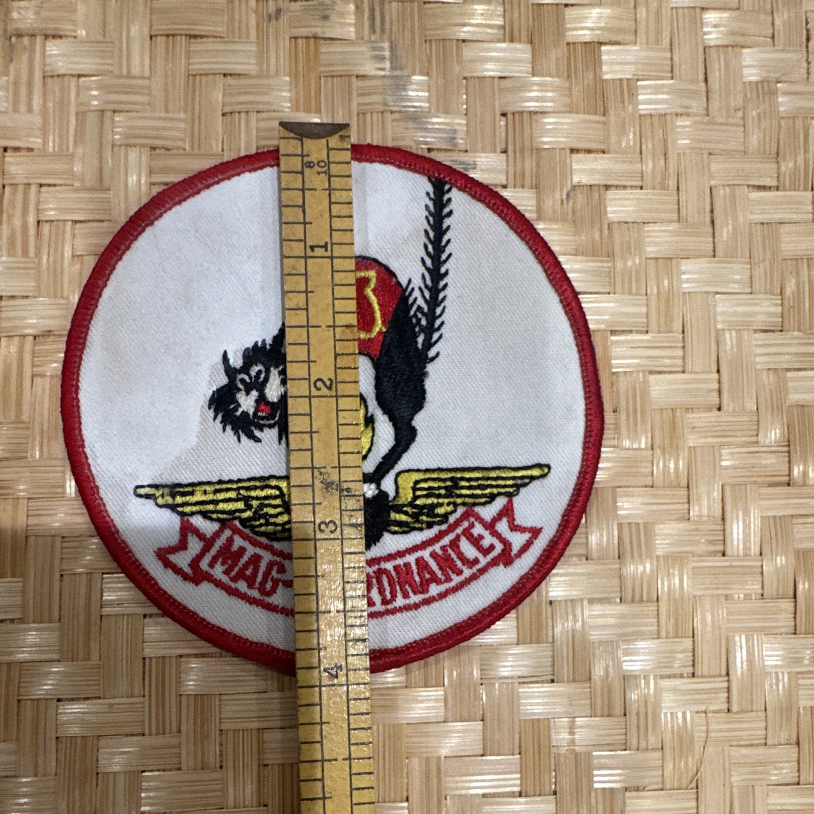 Ordnance Embroidered Patch Round Red Border Approx 4 in Militaria
