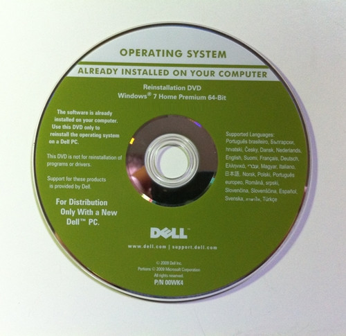 Dell Operating System Reinstallation DVD Windows 7 Home Premium 64-Bit