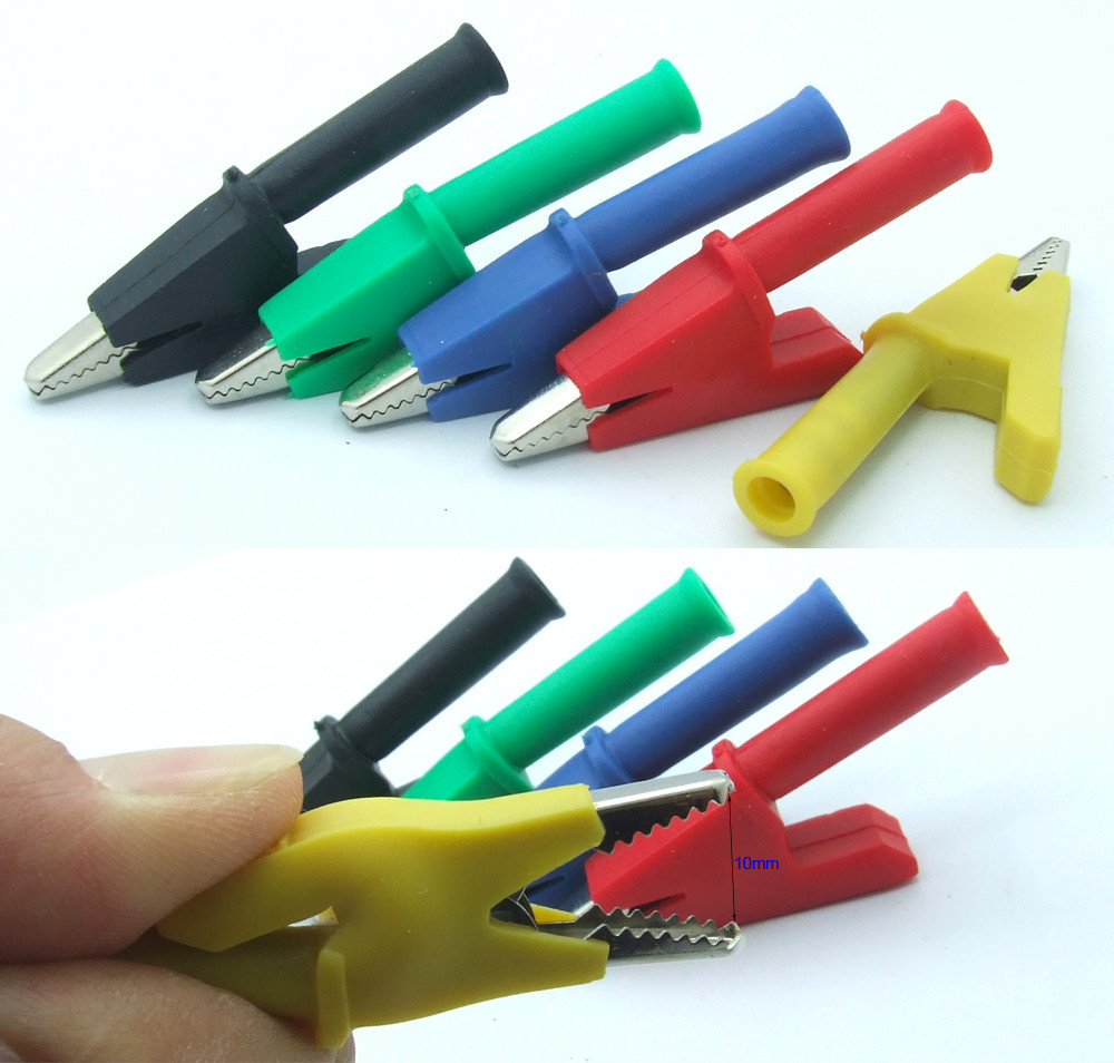 10PC Alligator ClipS Color Copper for 4mm Banana plug Test Probes Insulate Clamp
