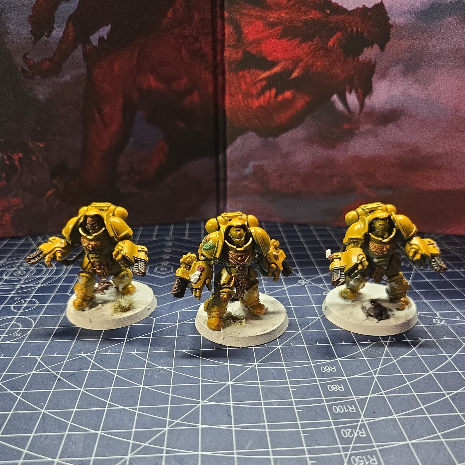 GW Warhammer 40k Imperial Fists Space Marine Agressors Squad x 3 c/w Flamestorm