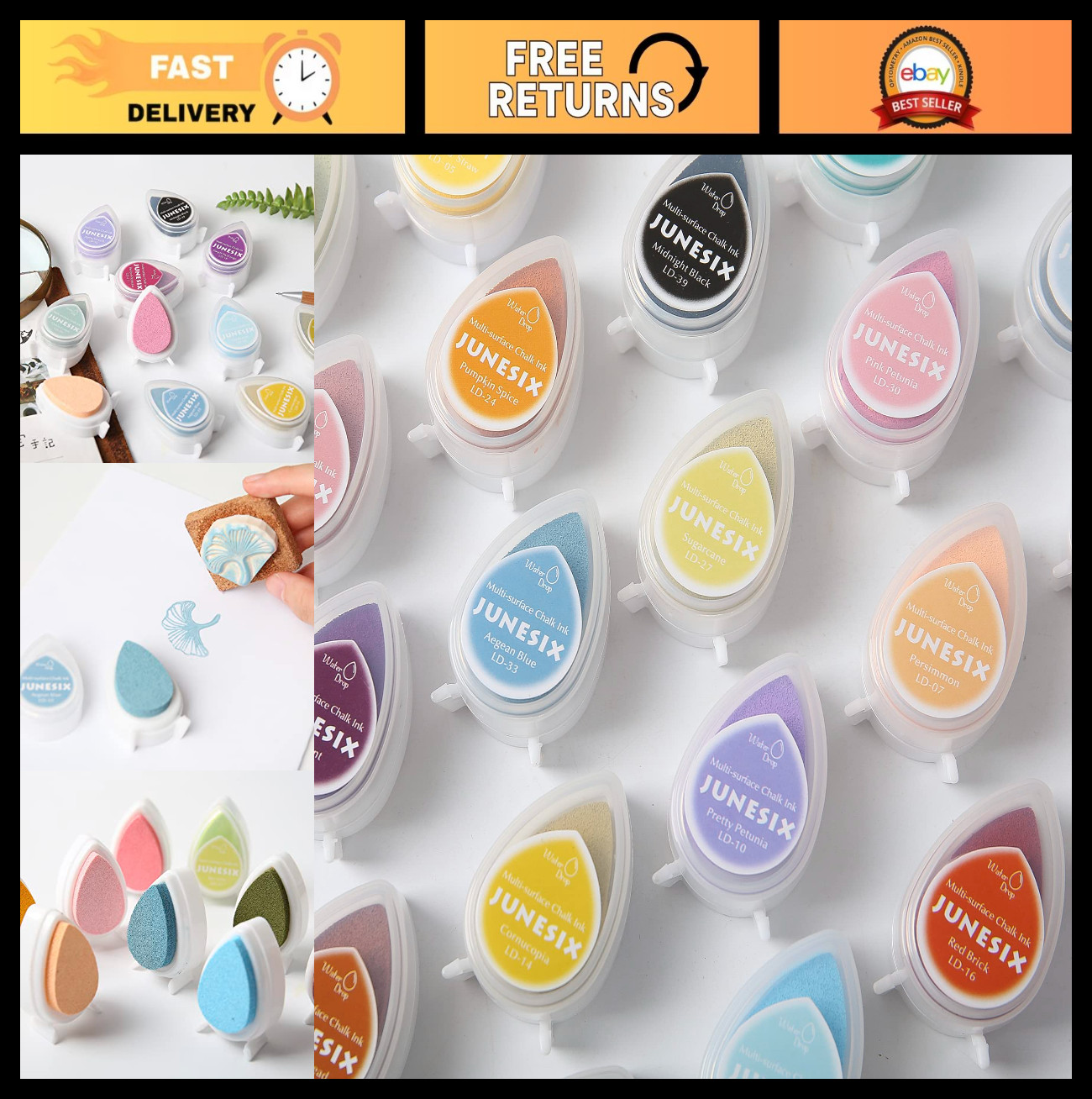 17 Colors Water Drop Pigment Ink Pads for Stamps, Scrapbooking & Crafting - 17 P