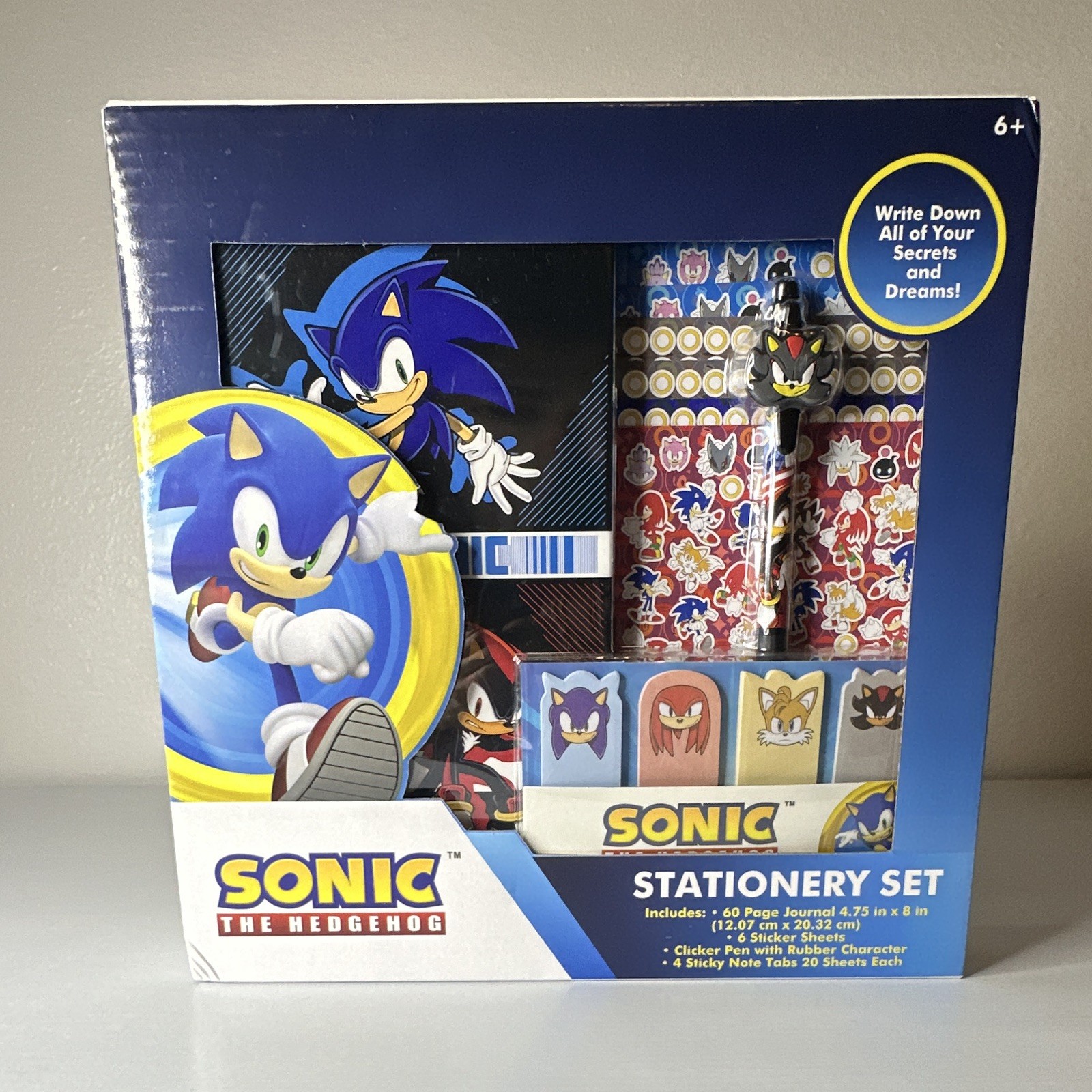Sonic The Hedgehog Stationery Set Journal Pen Stickers Sticky Notes