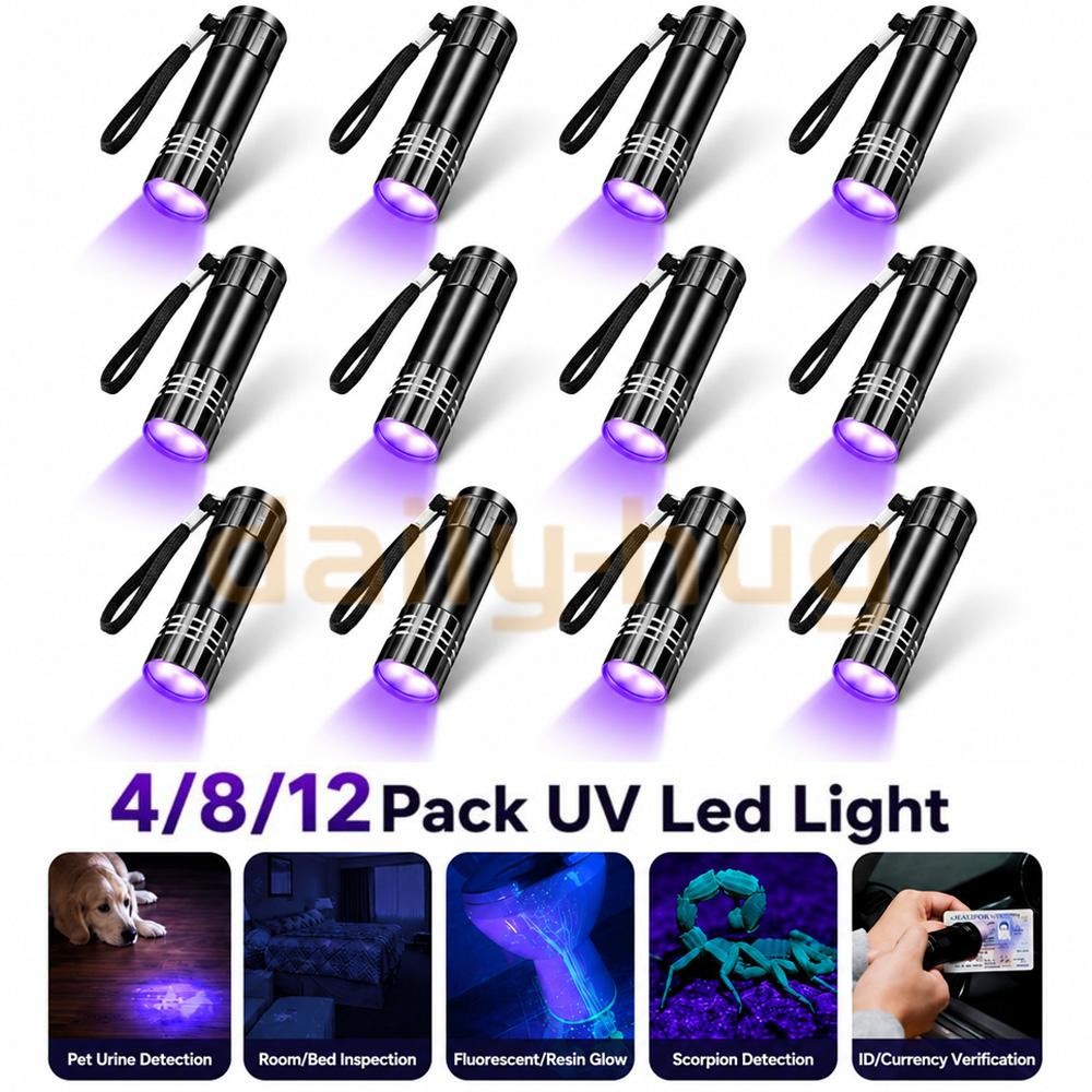 12PC UV Flashlight Black Light Super Bright 120000lm Torch Ultra Violet Lamp LED