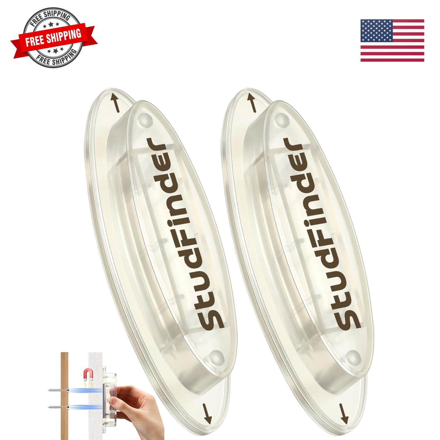 2 Pcs Powerful Magnetic Stud Finder Locate Screws, Nails, Metal Stud Detector...