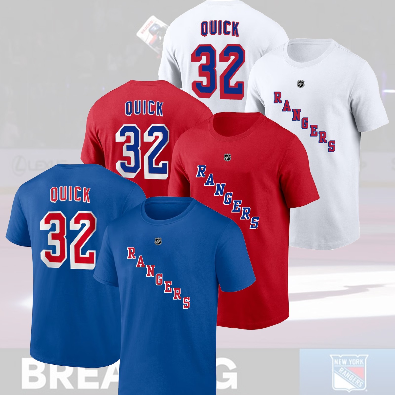 SALE OFF - Thankyou Jonathan Quick #32 New York Rangers Name & Number Fan Look