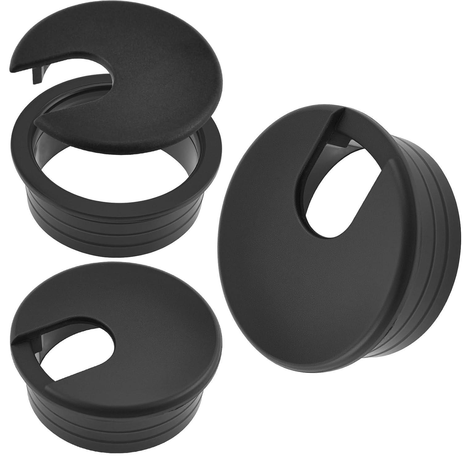 Ojal de plástico ABS para tapa de orificio de escritorio, color negro, de 1-3/4