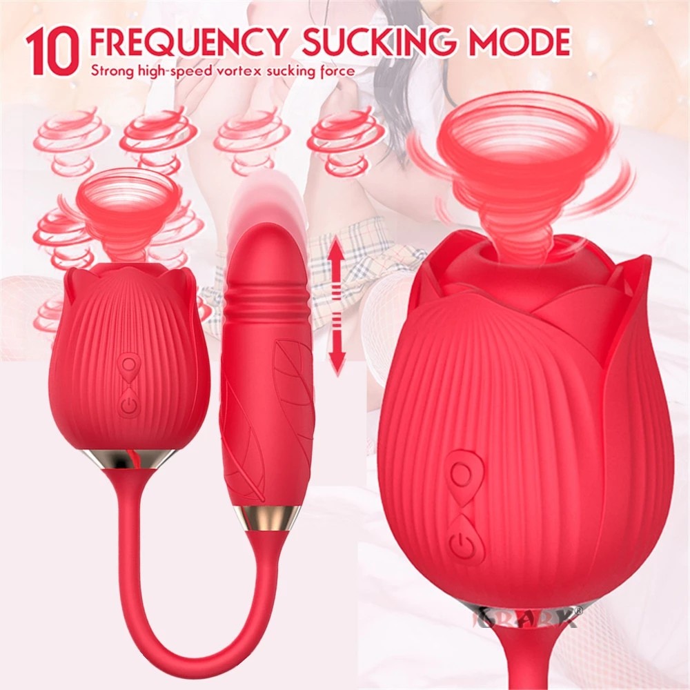 Rose Sex Toys Vibrator for Women Dildo Thrusting Sucking Nipple G-spot Massager