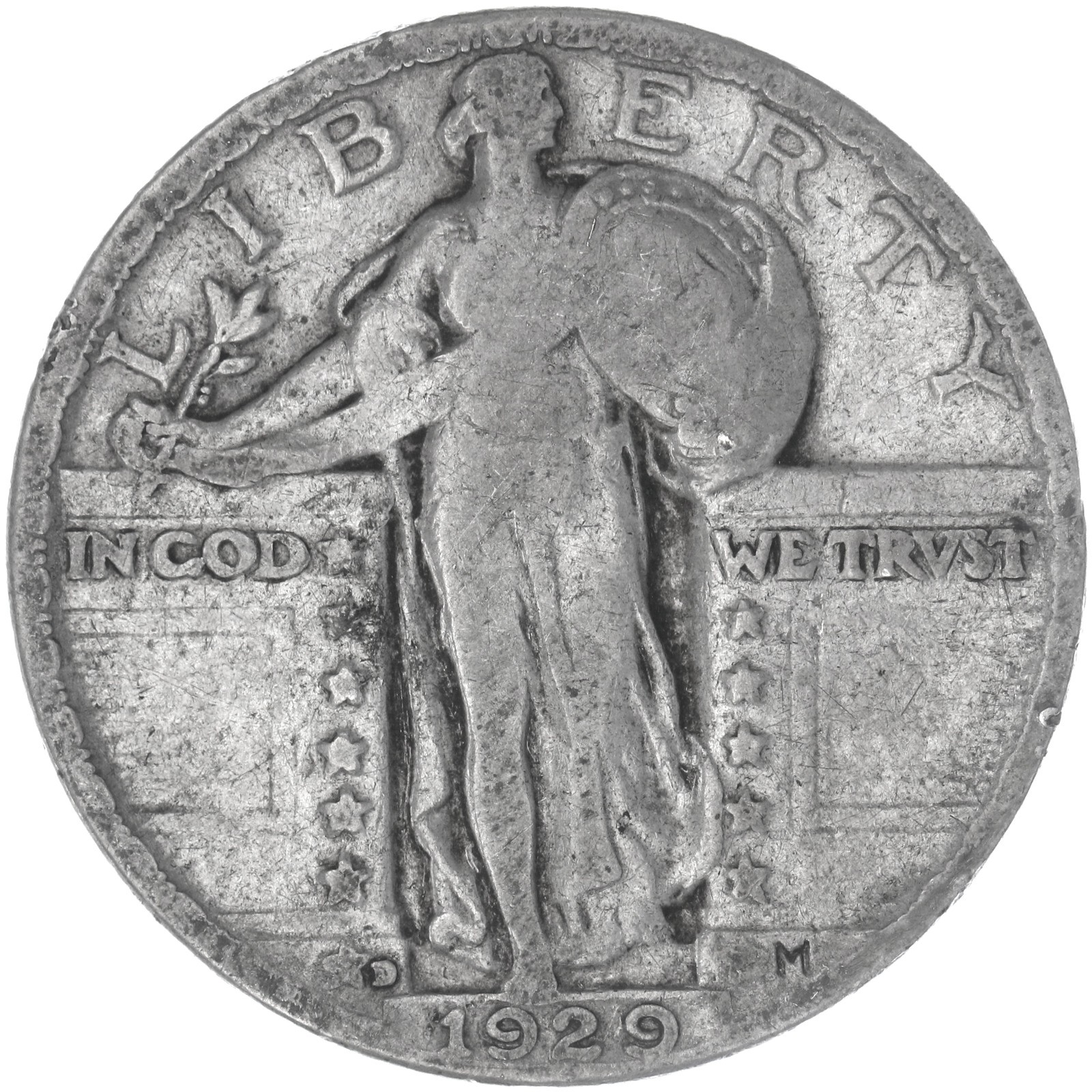 1929 D Standing Liberty Quarter 90% Silver Fine FN