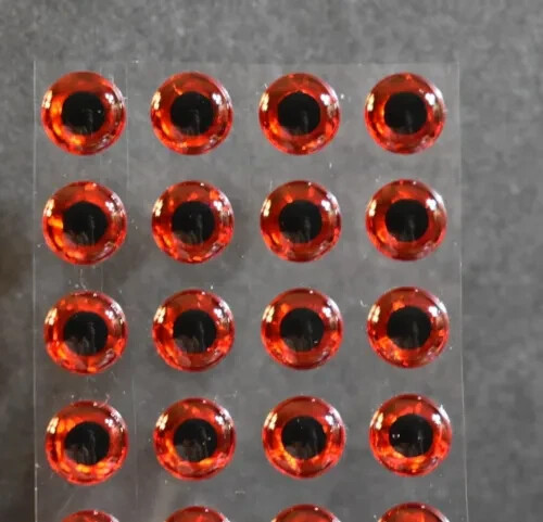 14  RED  3D Soft Molded 12mm .472" Adhesive Eyes Fly Lures