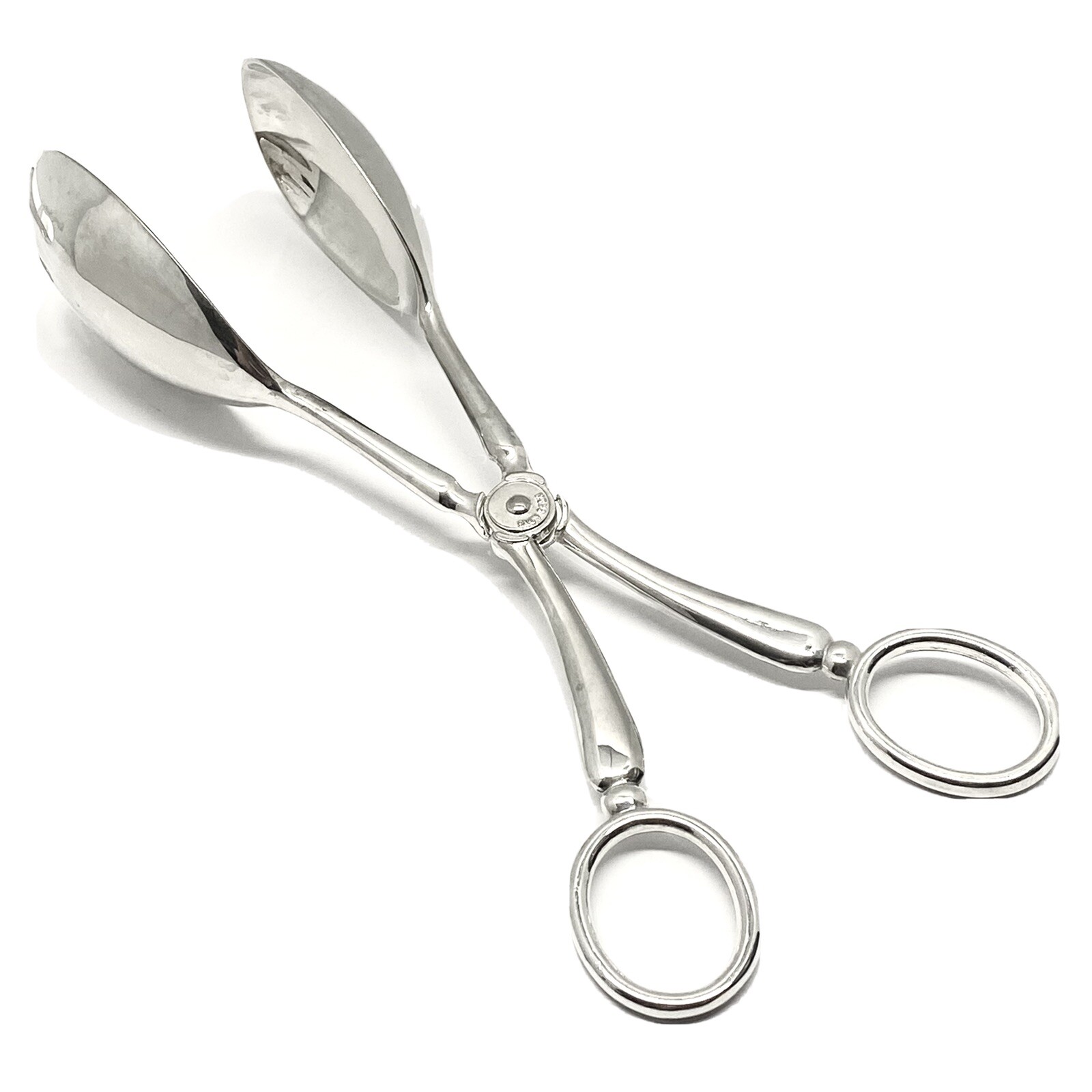 EP ZING Alloy Silver Plated Scissor Style Salad Serving Tongs Made Hong Kong VTG