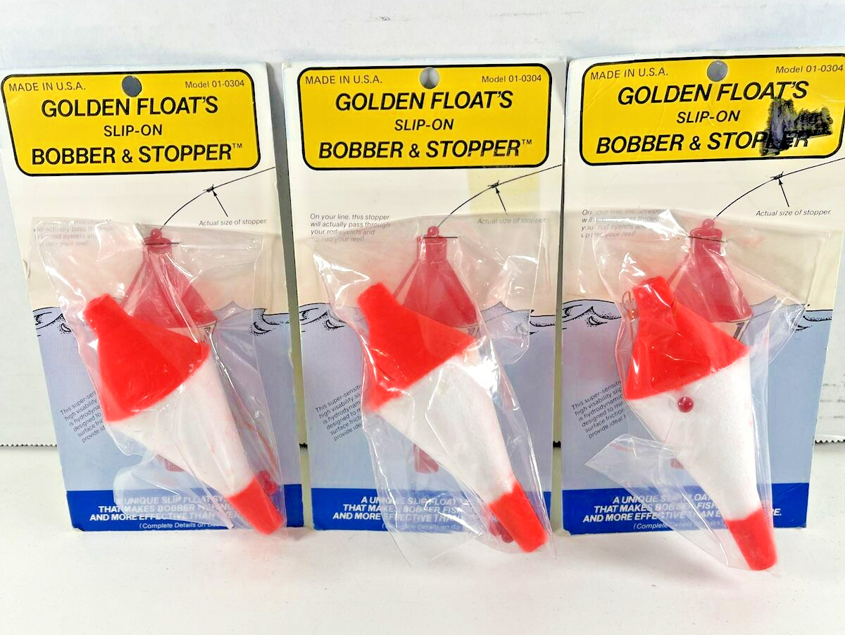 3X VINTAGE 1980s NEW OLD STOCK Bobber & Stoppers For Fishing Slip-On MADE IN USA