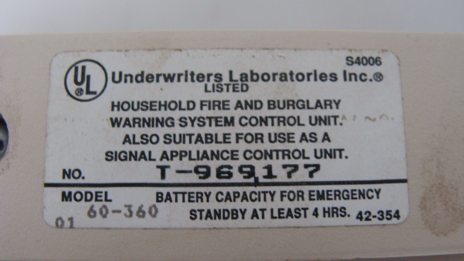 ITI 60-360 control panel for RF Commander III security system