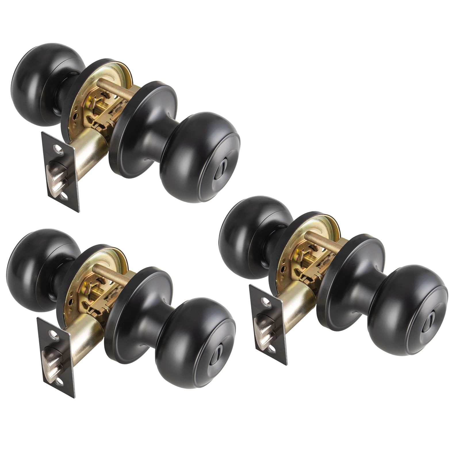 8 Pack Black Door Knobs Interior Keyless, Door Knobs for Bathroom & Bedroom