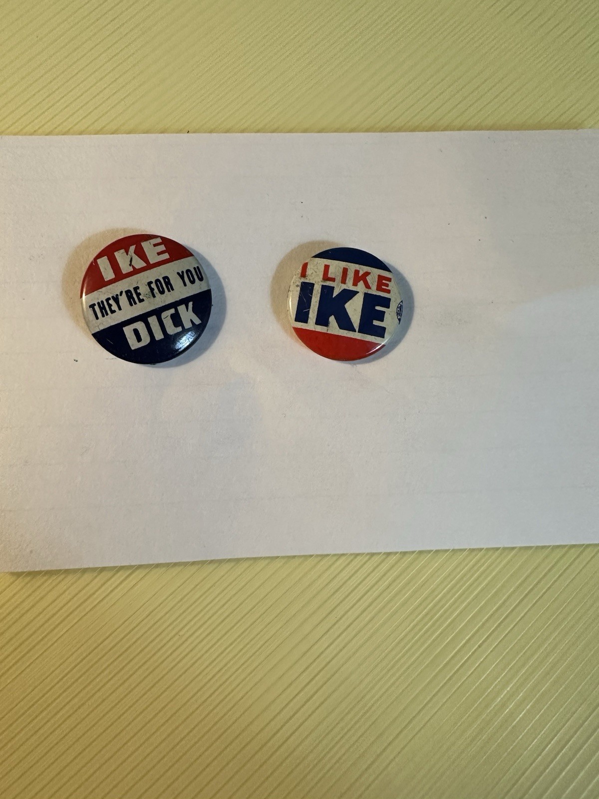 Two Vintage Ike For President Pinbacks