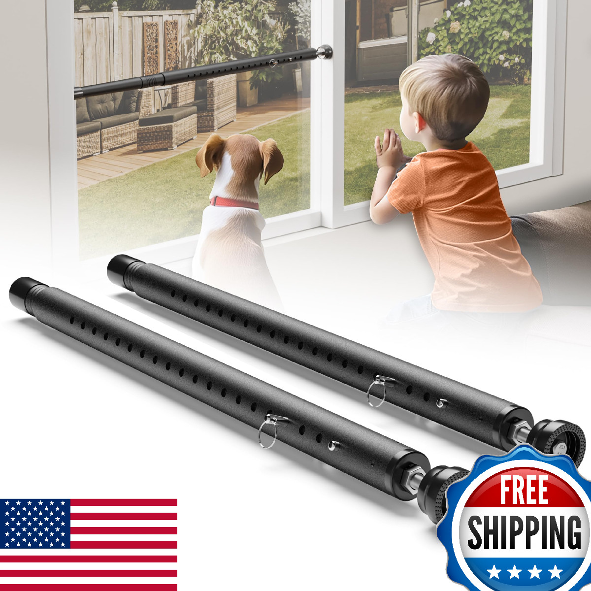 Gadgetzan Adjustable Sliding Door Window Security Bar Lock 17-50in 2 Pack Black