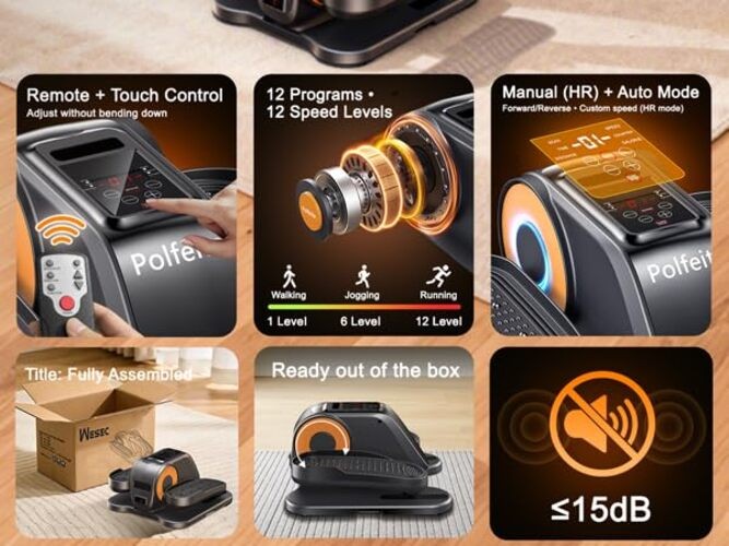 Under Desk Elliptical Machine, Quiet Seated Leg Exerciser for Home Office,