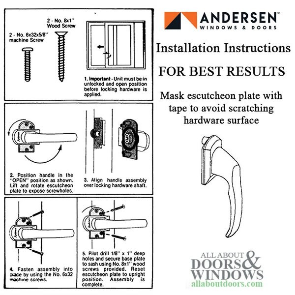 Andersen Perma-Shield Gliding Window Lock Handle 1765206 White LH/RH 5