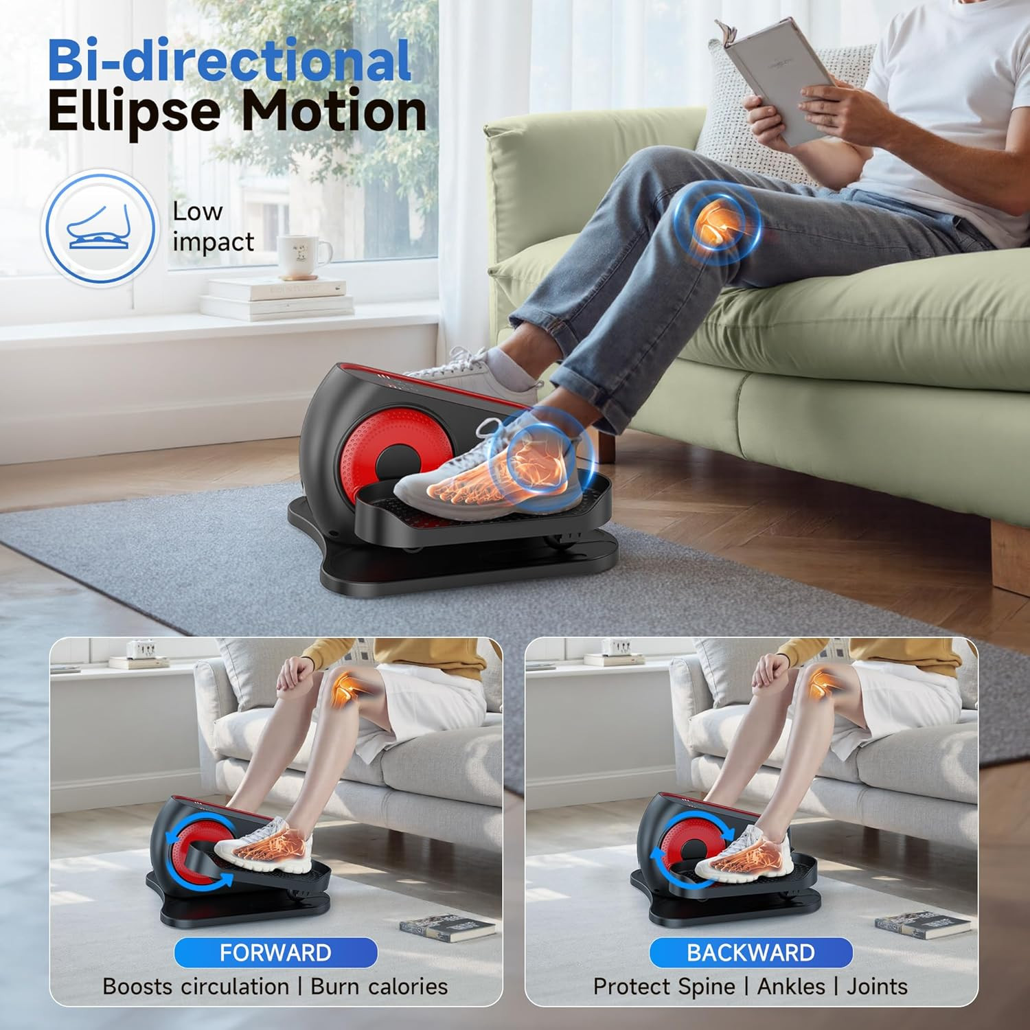 under Desk Elliptical Exercise Machine,Electric Ellipse Leg Exerciser as Seen on