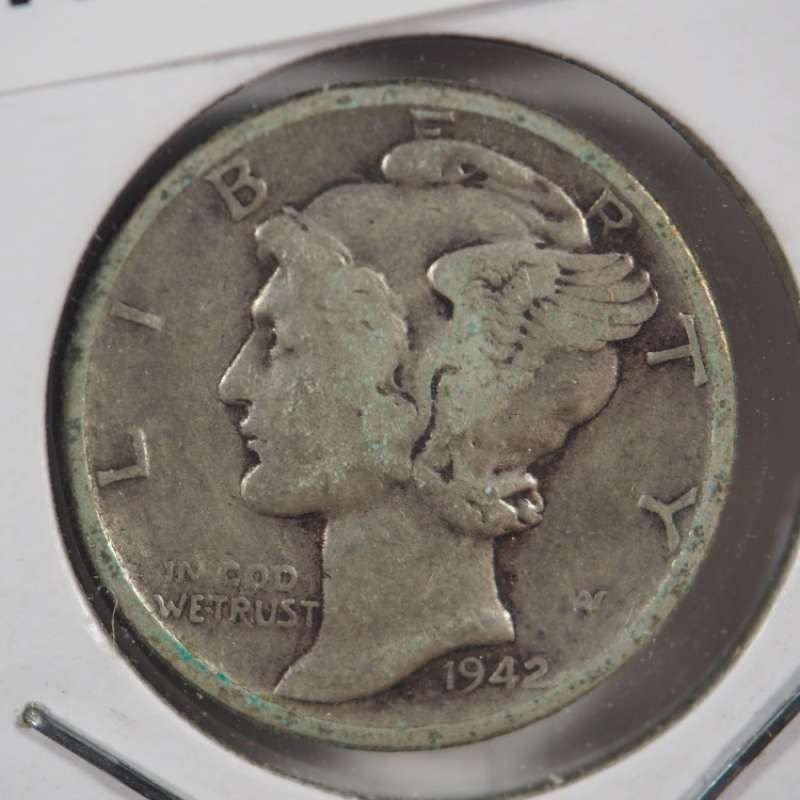1942 P Mercury Dime 90% Silver US Coin Fine (F) - SKU 378USDM