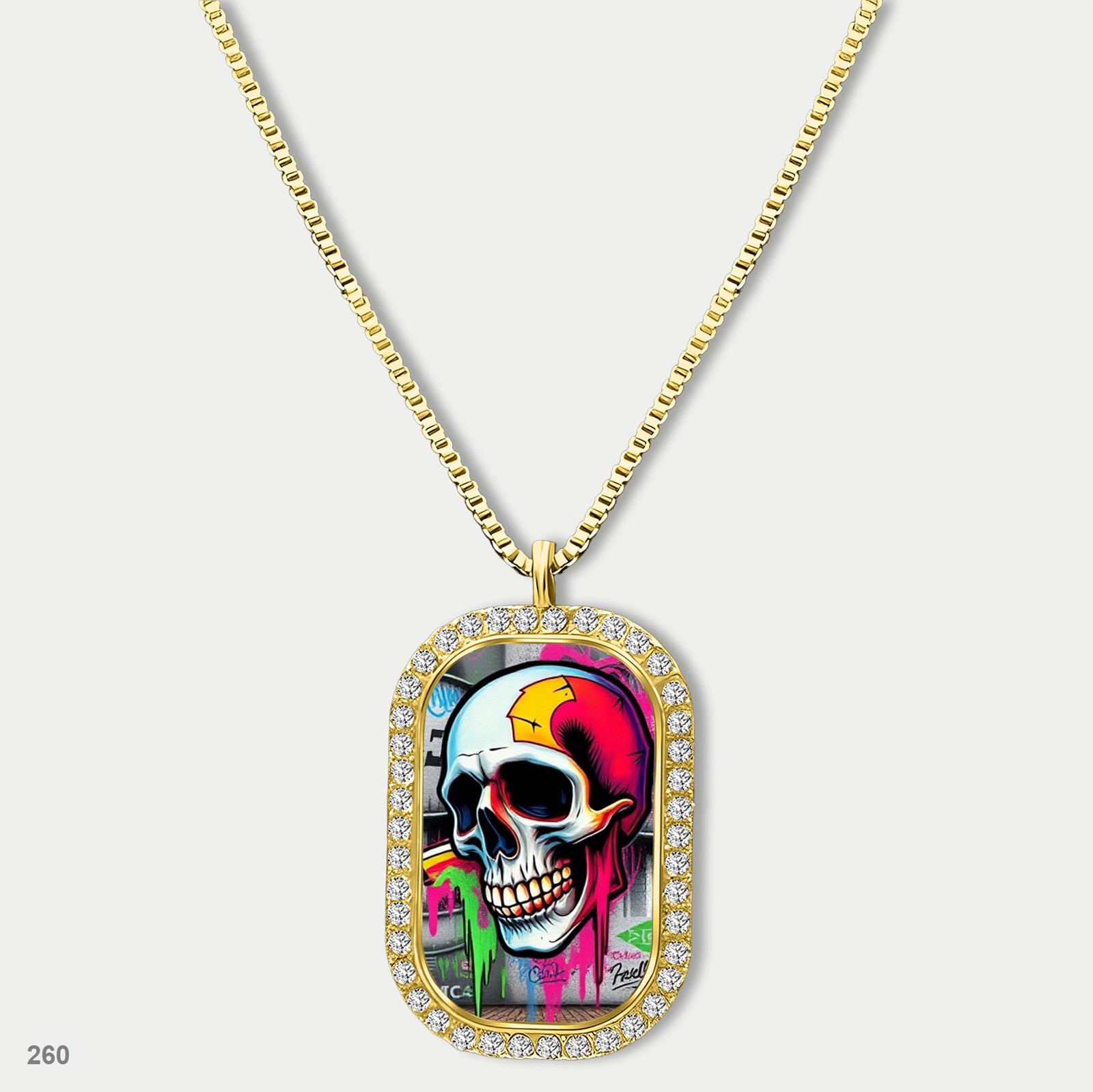 Stunning Skeleton Graffiti Skull Fashion Pendant Necklace Chain Image Dog Tag Ch