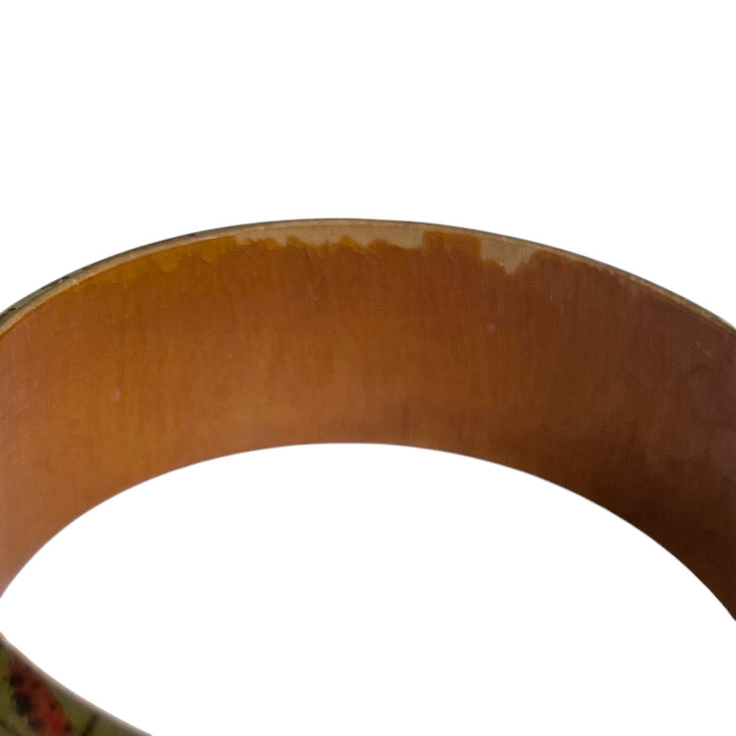 Hand Painted Wood Chunky Bangle Bracelet Multicolor