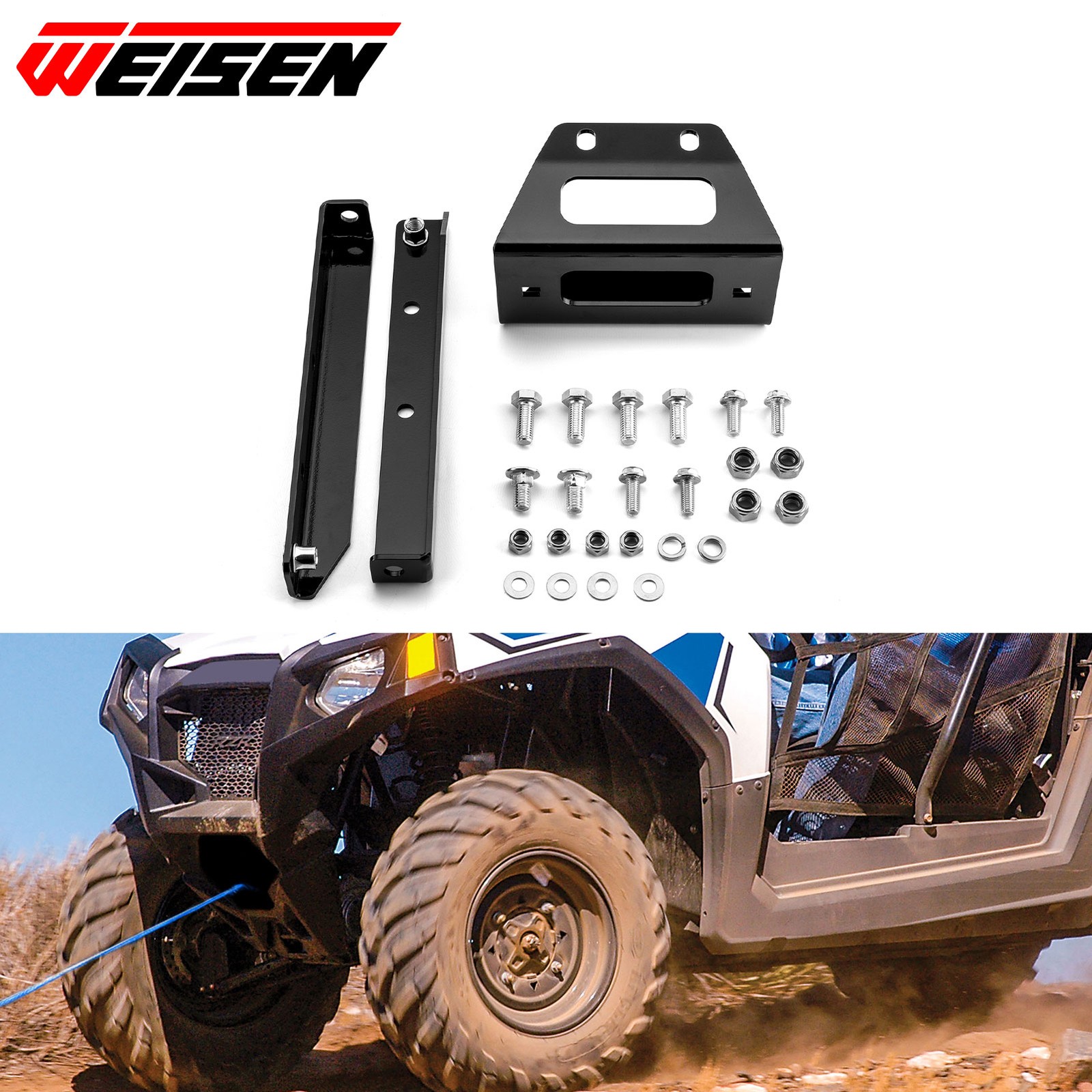 Heavy-Duty Steel Winch Mounting Bracket For Polaris RZR 570/S 570/800/4 800