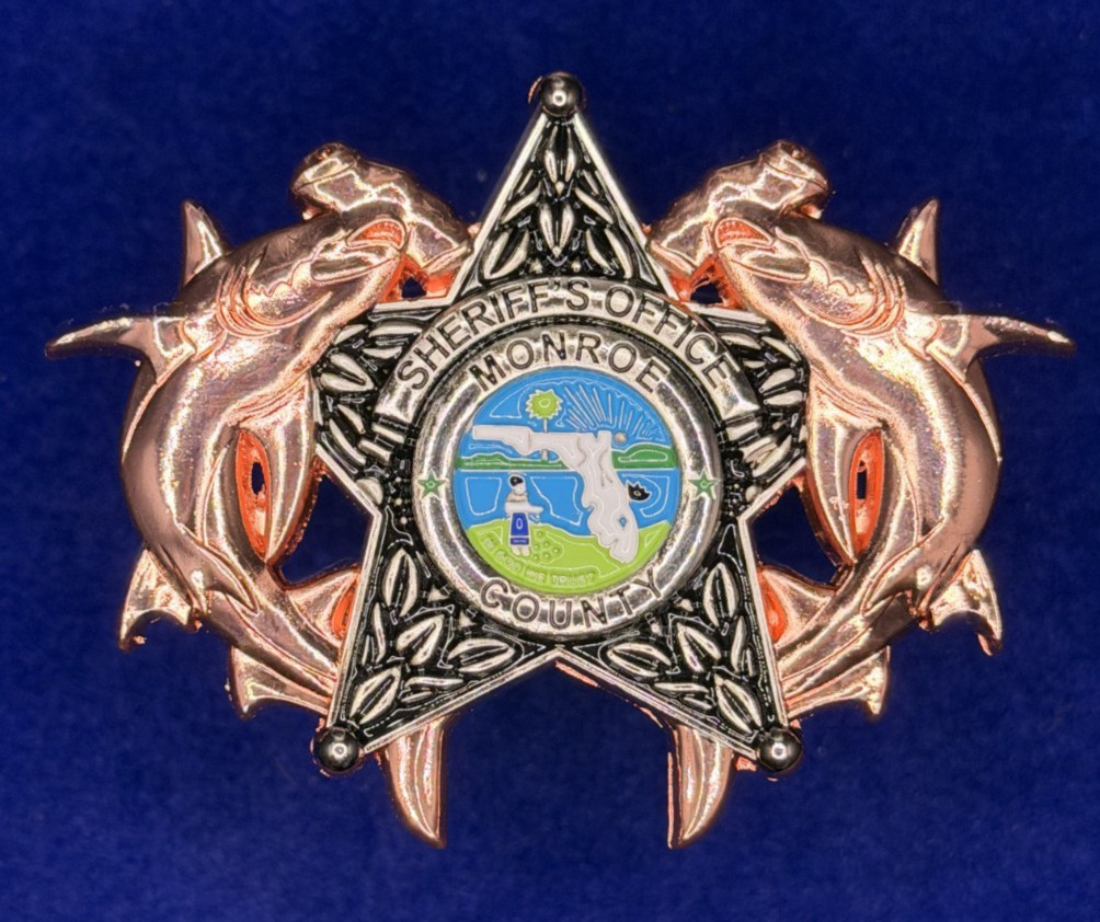 🔥 Sought After Monroe SO (MCSO) Hammerhead Sharks Coin (Copper w Silver Badge)