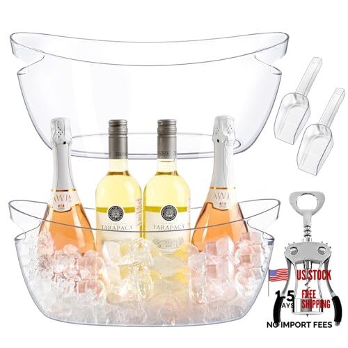 Ice Buckets for Parties 2 Packs,Ice Bucket with Scoops&Metal Wine Bottle